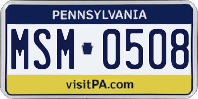 PA license plate MSM0508