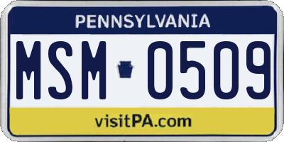 PA license plate MSM0509