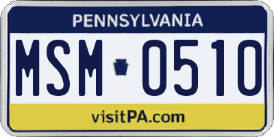 PA license plate MSM0510