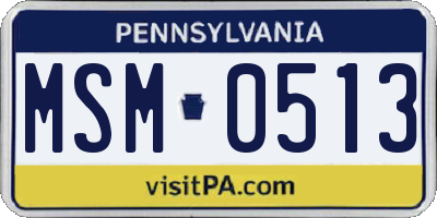 PA license plate MSM0513