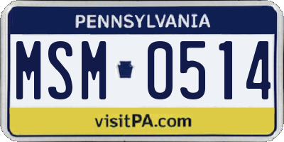 PA license plate MSM0514