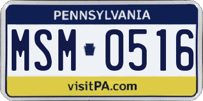 PA license plate MSM0516