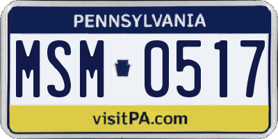 PA license plate MSM0517