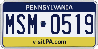 PA license plate MSM0519