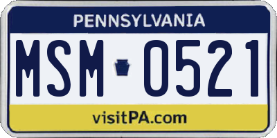 PA license plate MSM0521
