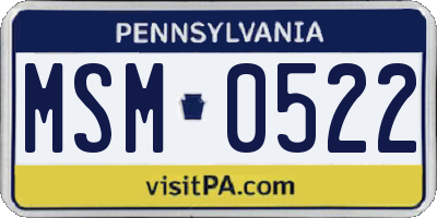 PA license plate MSM0522