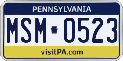 PA license plate MSM0523