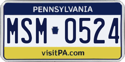 PA license plate MSM0524
