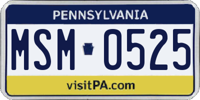 PA license plate MSM0525