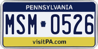 PA license plate MSM0526