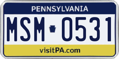 PA license plate MSM0531