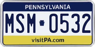 PA license plate MSM0532
