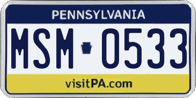 PA license plate MSM0533