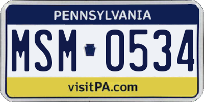 PA license plate MSM0534