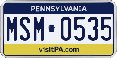 PA license plate MSM0535
