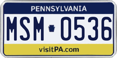 PA license plate MSM0536