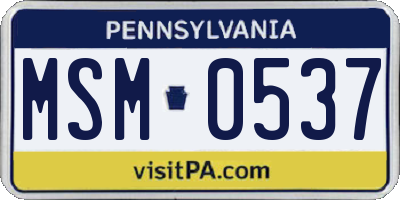 PA license plate MSM0537