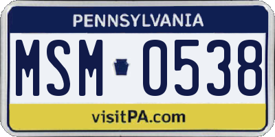 PA license plate MSM0538