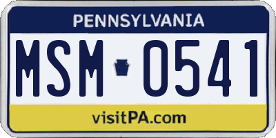 PA license plate MSM0541