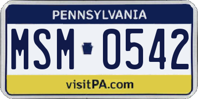 PA license plate MSM0542