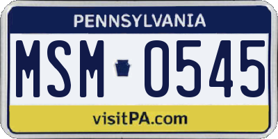 PA license plate MSM0545