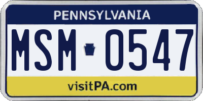 PA license plate MSM0547
