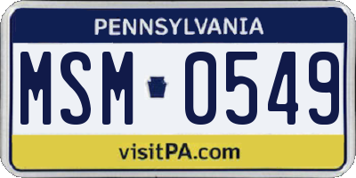PA license plate MSM0549