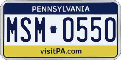 PA license plate MSM0550