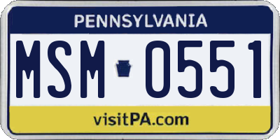 PA license plate MSM0551