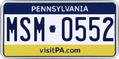 PA license plate MSM0552