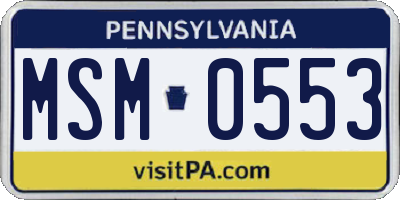 PA license plate MSM0553