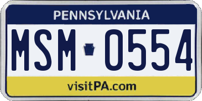 PA license plate MSM0554