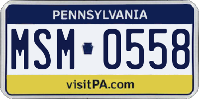 PA license plate MSM0558