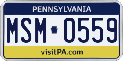 PA license plate MSM0559