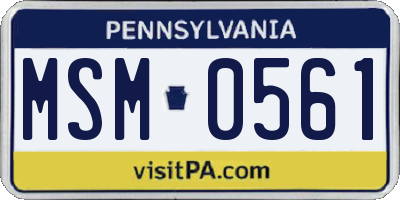 PA license plate MSM0561