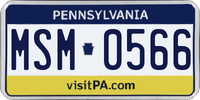 PA license plate MSM0566