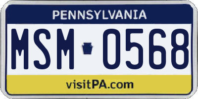 PA license plate MSM0568