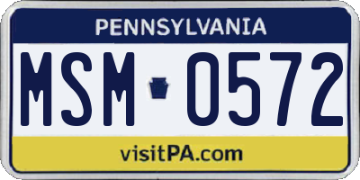 PA license plate MSM0572