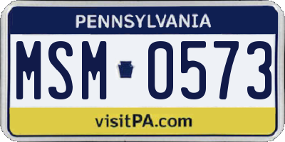 PA license plate MSM0573