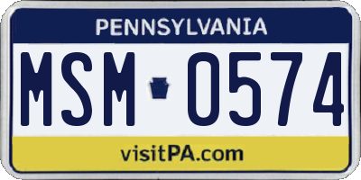 PA license plate MSM0574