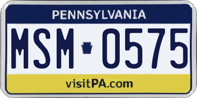 PA license plate MSM0575