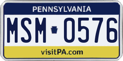 PA license plate MSM0576