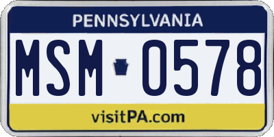 PA license plate MSM0578
