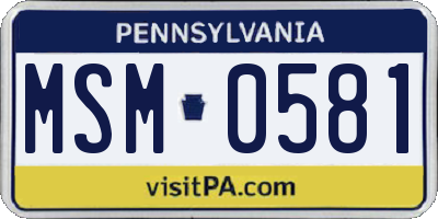 PA license plate MSM0581