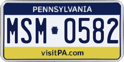 PA license plate MSM0582