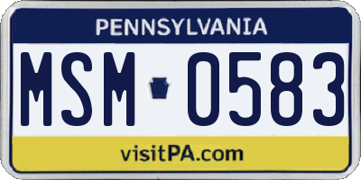 PA license plate MSM0583