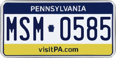 PA license plate MSM0585