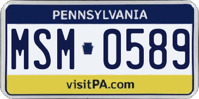 PA license plate MSM0589