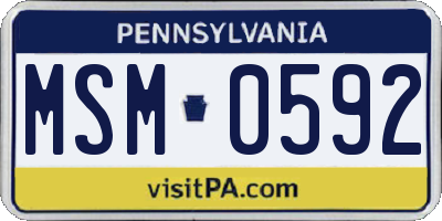 PA license plate MSM0592
