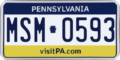 PA license plate MSM0593